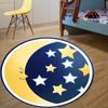 Cute cartoon circular carpet, sky night moon star rocket plane children's room anti slip floor bedroom decoration carpet