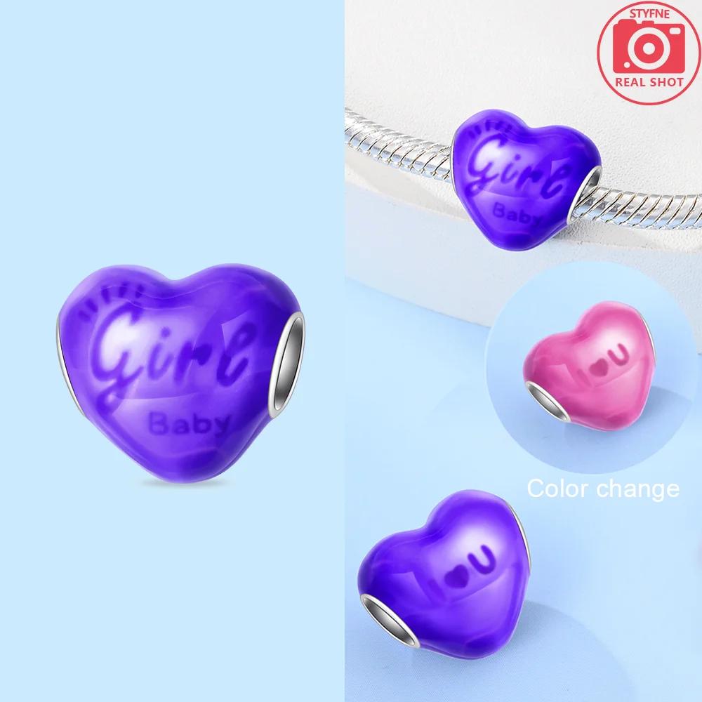 Original Pink Heart Red Cherry Footprint Girl Purple Zircon Beads Fit Bracelet Charmscopper Original Women Jewelry Diy Gift