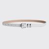 2024 Women's Candy Color Leather Belt with Silver Buckle - Fashionable Dress Accessory