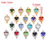 10pcs Glass Heart Pendants Base Stainless Steel Double Hole Colorful Crystal Charms Connector for DIY Necklace Jewelry Makings
