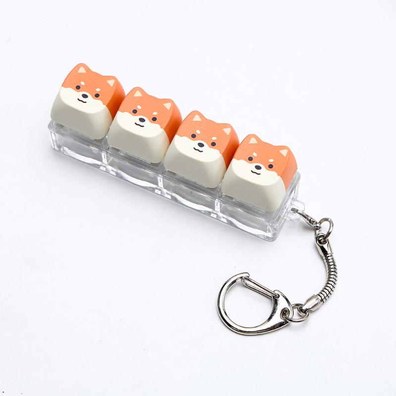 Cute Cat Shaped Keycap Keychain Adorable Cartoon Design Durable Key Charm for Backpack Gaming Peripheral Lover Gift