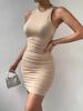 European Sleeveless Pleated Slim-Fit Bodycon Tank Dress