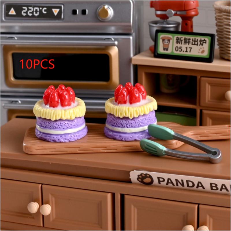 5/10PCS Dollhouse Miniature Simulation Cream Strawberry Cake Model Food Toy Home Ornaments Kids Pretend Toys Gift