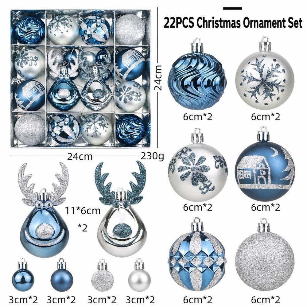 22Pcs/Set 6CM Christmas Ball Shiny Xmas Baubles Durable Christmas Pendant Decorations  Storefront