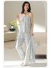 Women's Three-Piece Cotton Pajama Set: Spring Fashion, Printed, Comfortable, Breathable, with Chest Pads, Skin-Friendly.