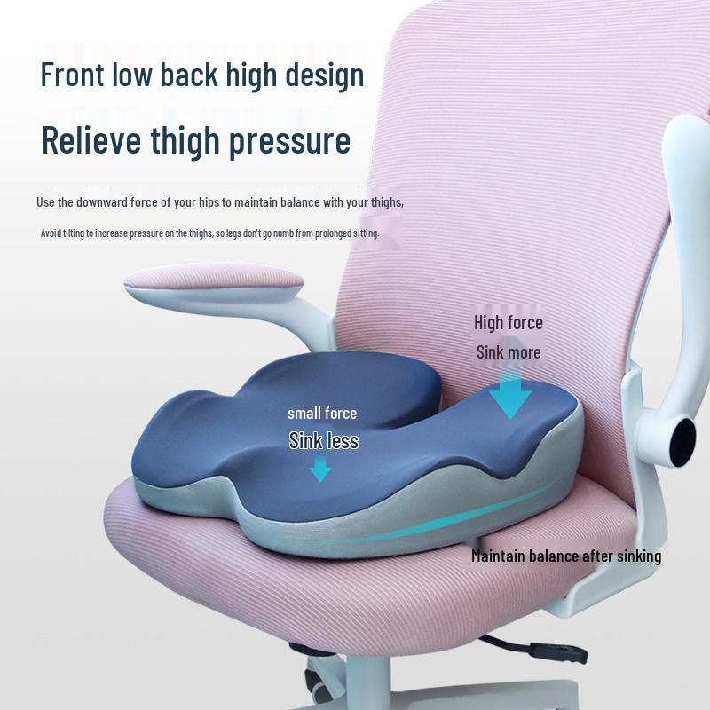 Japanese Memory Foam Seat Cushion - Hip & Lumbar Support for Office Chair, All-Season Comfort