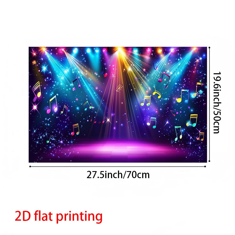 2D Flat, 2D Flat Banner, 1pc Party Backdrop Banner, Disco Music Stage Pattern Design, Suitable for Indoor/outdoor Room,yzb