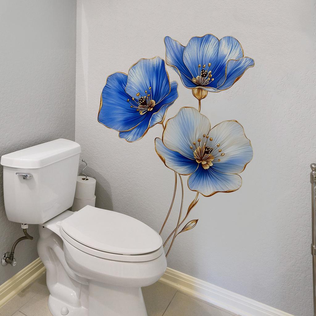 Creative Blue Flower Wall Sticker Self-Adhesive Children Room Living Room Wall Decoration Home Decor