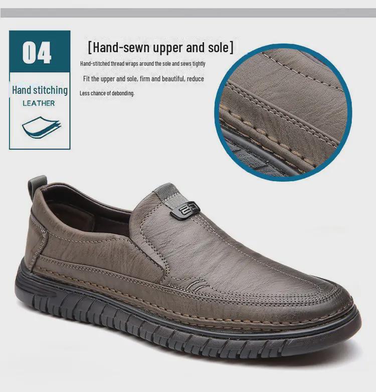 Men's Genuine Leather Casual Business Shoes - Versatile Cowhide with Soft Non-Slip Sole
