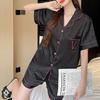 Love Jacquard Letter Ice Silk Pajamas Women'S Summer Short-Sleeved Suit Pure Desire Wind Loungewear Can Be Worn Outside