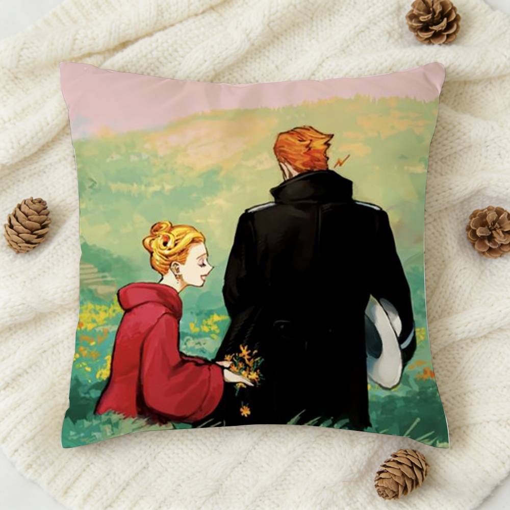 Emma X Aleksander Veil Manga Double-Sided Printed Square Decorative Cushion Cover For Sofa Living Room Home Decor