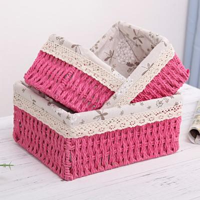 Storage Basket Eco-friendly Wear Resistant Fabric Anti-deform Rattan Organizer Basket for Home