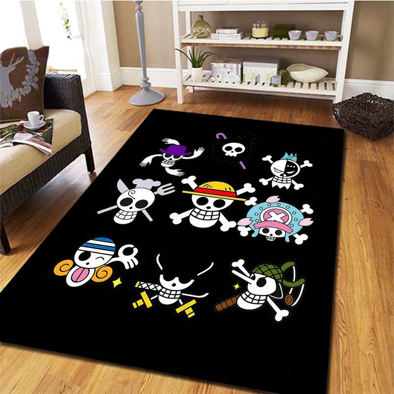 Tapis Tapis Tapis Pirates du Chapeau de Paille One Piece Pour Salon Chambre Maison Décoration de Canapé, Tapis de Sol Antidérapant pour Jouer aux Enfants