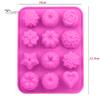 Puntos DIY Silikon 12 Löcher 3D Blume Fondant Schokolade Kuchen Süßigkeitenform Backwerkzeug