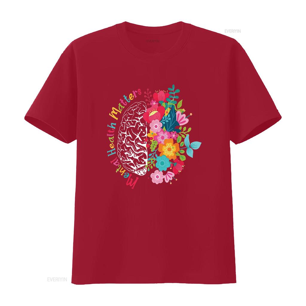 Mental Health Matters Awareness Brain Neurodiversity Emotion T Shirt vintage Washed homme Versatile Unisex fashion Comfortable