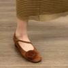 Sheepskin Version~ Retro Square Head Shallow Mouth with Mary Jane Shoes Women's Niche Fashion Flower Commuting Thick Heel Single Shoes