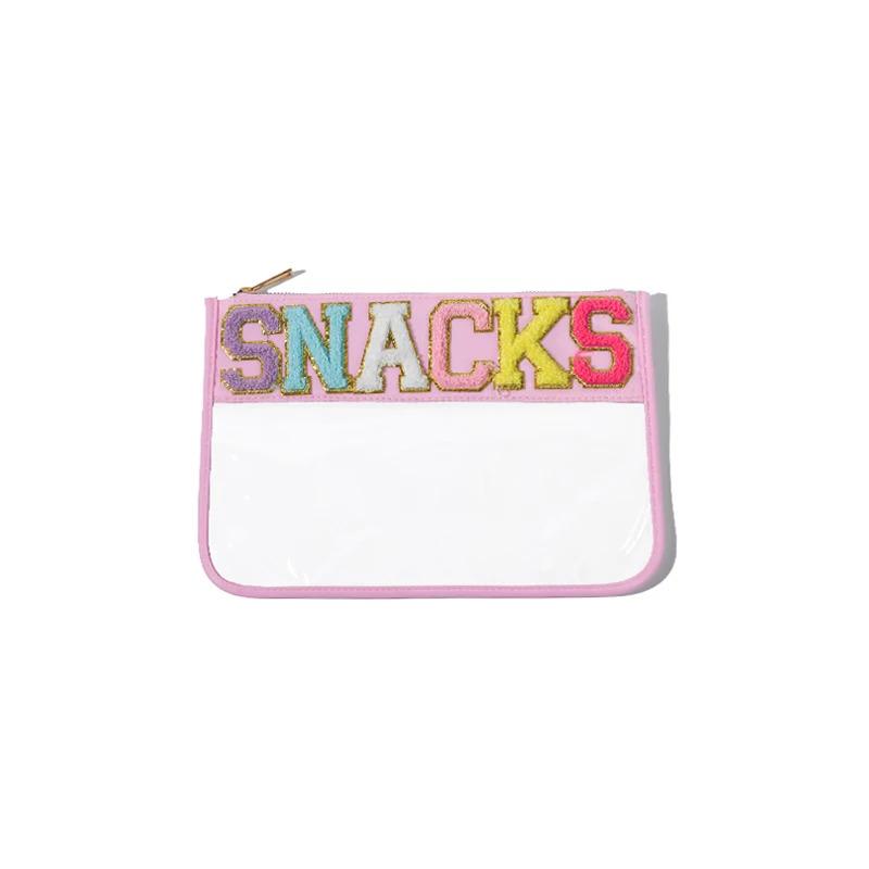 Transparent PVC Embroidery Cloth Stickers Travel Waterproof Cosmetic Bag Creative Letters Patch Handheld Makeup Organizer