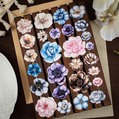 Fita Decorativa Cortada com Faca e Adesivos com Tema Floral - Série Flores Materiais para Diário