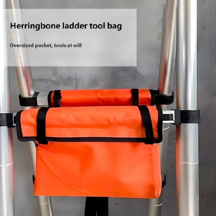 Ladder Side Tool Pouch with Secure Webbing Closures, Fabric Multi Pocket Utility Bag for Small Repair Gear, Home Projects, and Elevated Work