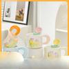 Children's Hand Painted Tulip Underglaze Colored Cup with Flowers Spoon Kindergarten Students' High Value Water Cup with Lid Portable
