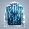 Men's Skeleton Ribcage Red Black Rose Full Print Hoodie Halloween Gothic Long Sleeve Hooded Sweatshirt For Club Street Style