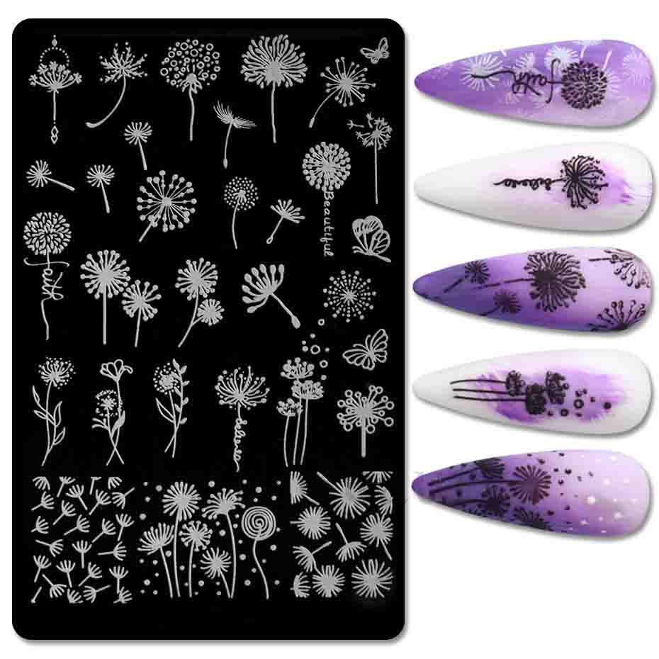 Valentine's Day Love Flower  Nails Art Stamp Plates Leaf Flower Stainless Steel Stencils Nail Printing Image Manicure Stamping Tools