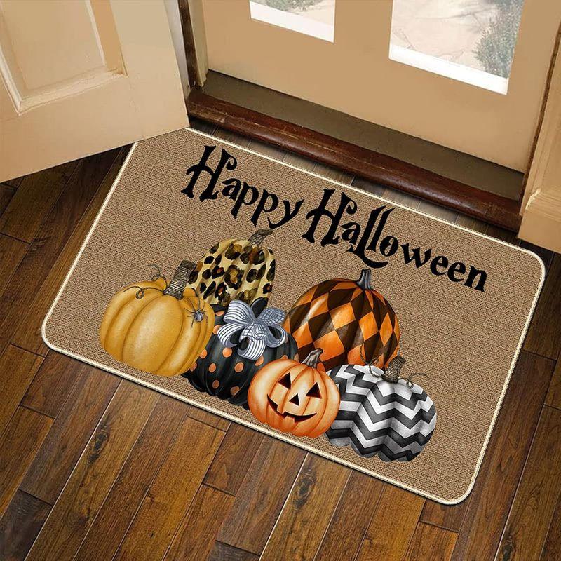 American Style Halloween Welcome Doormat Dirt Resistant Easy To Clean Entryway Rug Holiday Decorative Floor Carpet