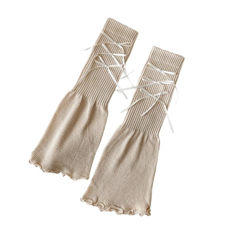 Middle Length Cotton Leg Warmers Decorative Bows Detail Leg Sleeve Socks For Winter Sports And Indoor Comfort