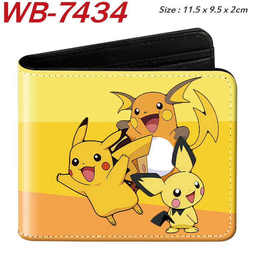 Pokemon Anime Folding Leather Wallet Short Cartoon Game Card Holder Coin Purse for Men Women Multi-Card Brown
