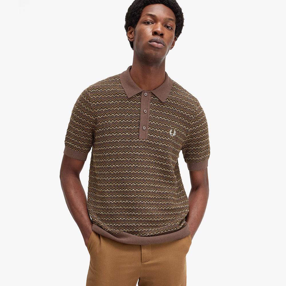 FRED PERRY [Sharp] Boucle Jacquard Knit Shirt (U53) Afpm2438549-U53