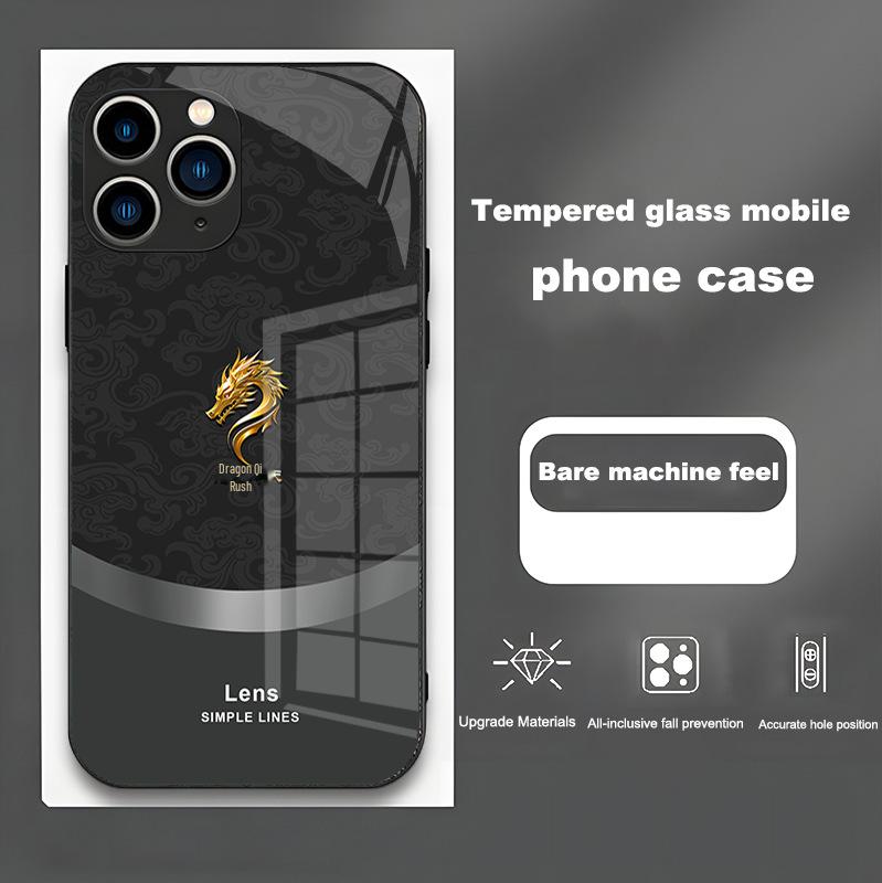 

Скляний чохол проти падіння в китайському стилі для iPhone 12, 13, 14, Pro, Mini та X Dragon Qi Chongtian. 13