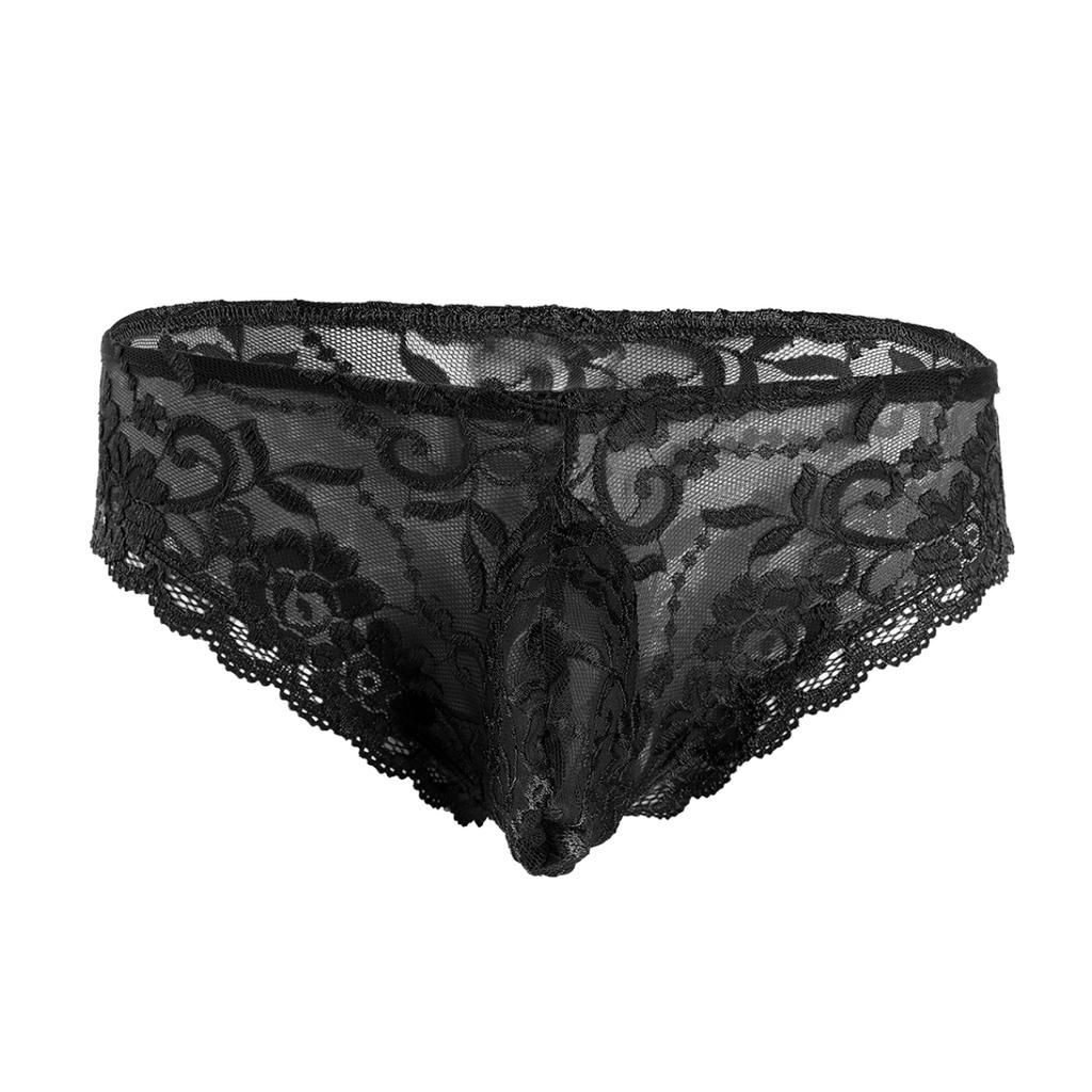 Sexy Herren-Dessous, Sissy-Höschen, geschlossen, schwuler männlicher Blumenspitze, durchsichtig, Jockstraps, Ausbuchtungsbeutel, Slips, Bikini-Unterwäsche