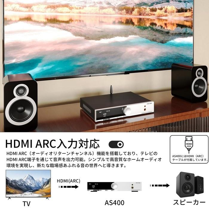 S.M.S.L AS400 Power Amplifier DAC 165W x 2, with MA5332MS, 2.1ch, MQA-CD, Hi-Res, Bluetooth 5.1, HDMI(ARC), Phono, Headphone Output, USB