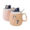 Ceramic Cup with Lid Creative Cartoon Three Dimensional Relief Penguin Mug  Office Home  Student Gift and Souvenir