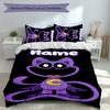 3pcs Custom Name Smiling Critters Bedding Set,Includes 1 Duvet Cover and 2 Pillowcases,All-season Bedroom Decor