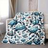 1Pc Oceanic Sea Life Flannel Blanket, Soft And Comfortable, Casual Warm, Camping Travel, Christmas, Halloween Xmas Gift. G199