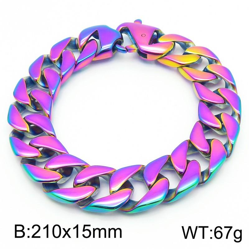 

Классический мужской браслет Матовый брашированный Цельный из нержавеющей стали 15 мм Цепь кубинского плетения Мужские браслеты 9 цветов в наличии 21CM разноцветный
