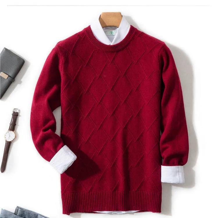 Men's Autumn and Winter Loose Knit Round Neck Base Sweater, Spring Business Casual Sweater