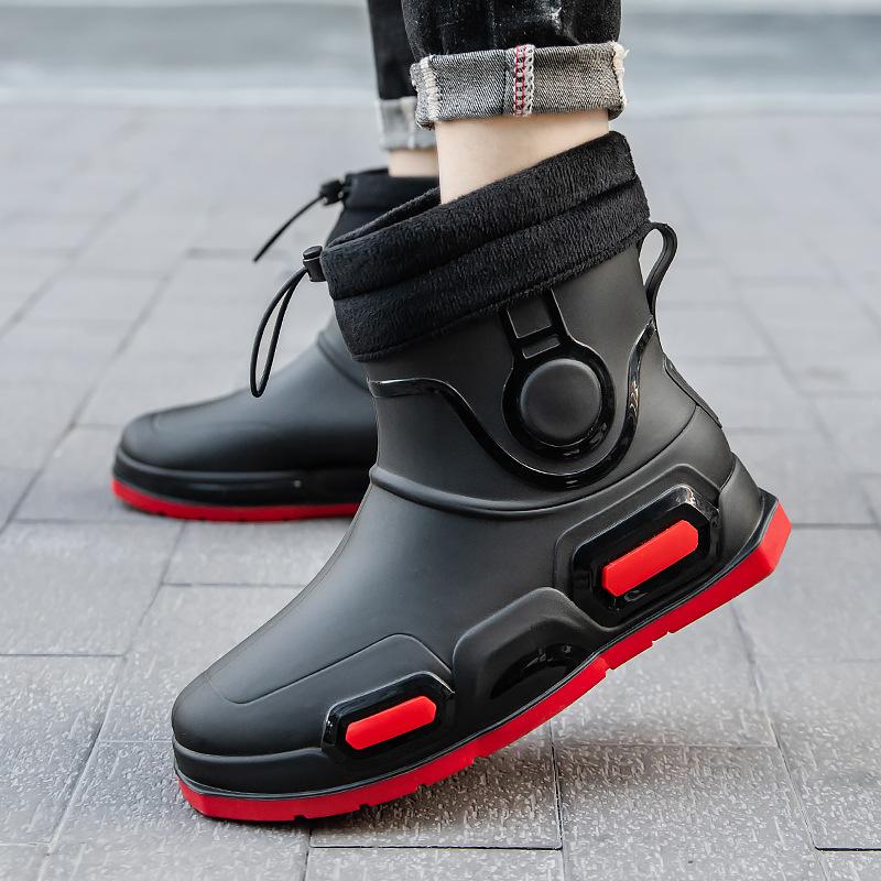 Fashion short rain shoes men's adult new rain boots wear thick-soled wear-resistant rubber shoes kitchen non-slip low-top waterproof shoes