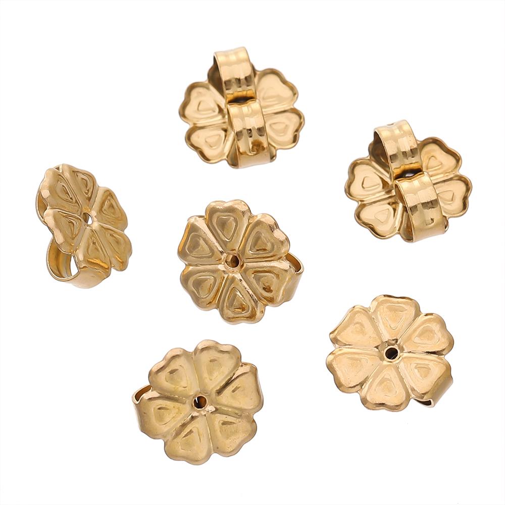 20pcs/lot Gold Color Flower Heart Stainless Steel Earring Studs Ears Hook Backs Stopper For Jewelry Making Earring Stoppers