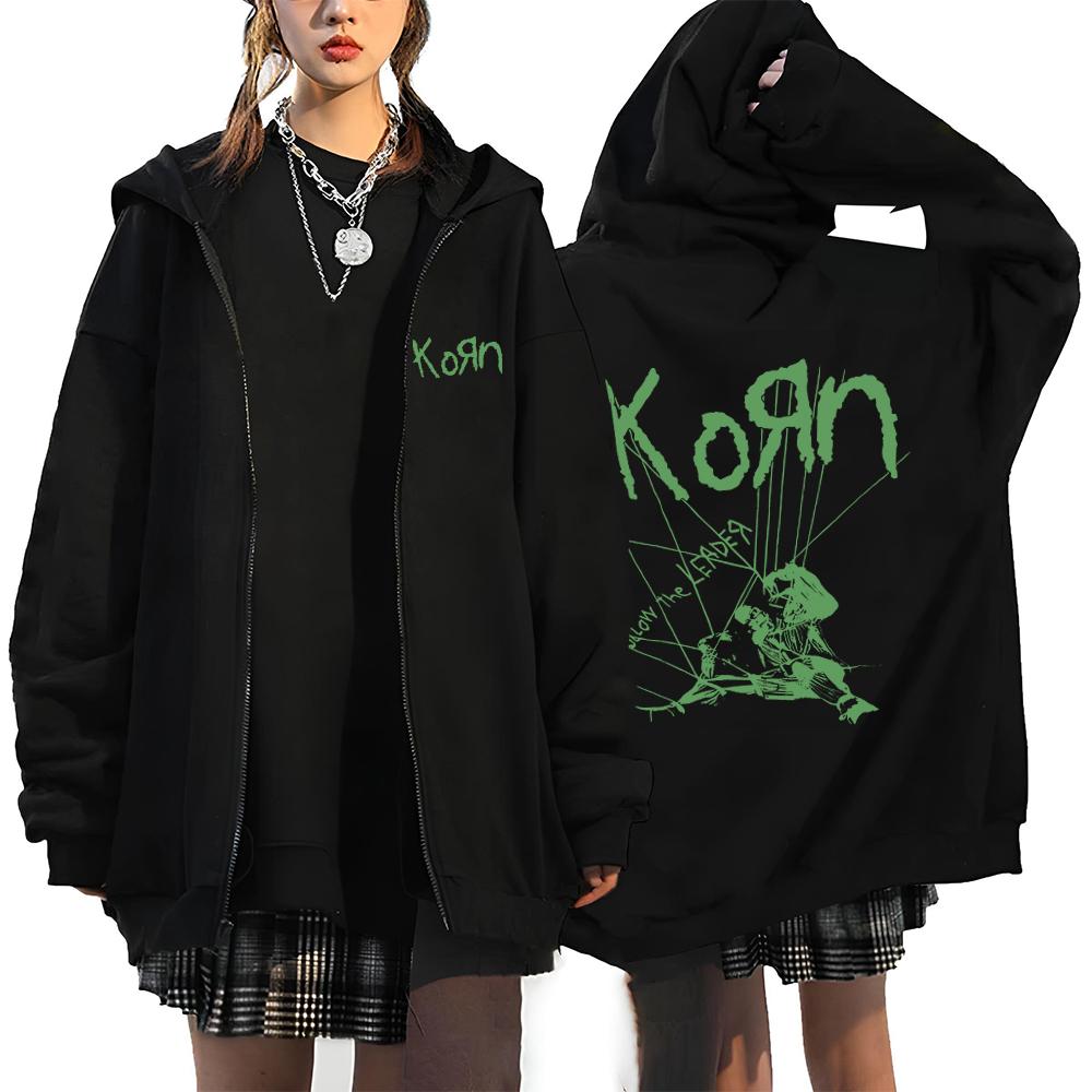 

Korn Рок-гурт Літерний логотип Толстовка на блискавці Чоловіча Метал Готика Вінтаж Оверсайз Толстовки на блискавці Вуличний одяг Панк Світшоти Куртка M