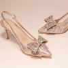 Thin Heel Pointed Head Bag Head Autumn Bride Shoes Fashion Rhinestone Bridesmaid High Heels Sandals New Crystal Wedding Shoes