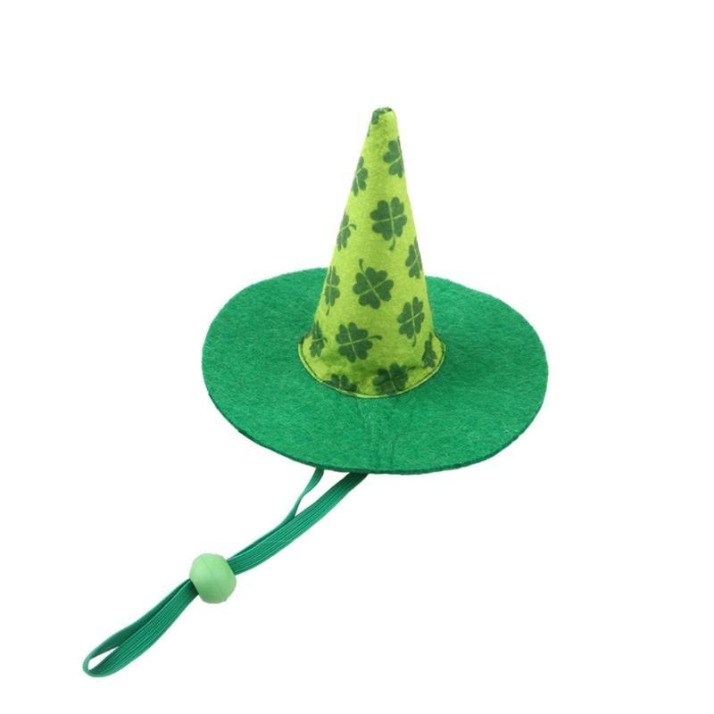 

Patrick s Day Dog Dress Up Shamrock Headwear Puppy Kitten Witch Hat Cosplay