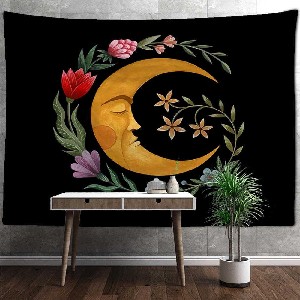 

Искусство Иллюстрация Гобелен Настенный Психоделический Колдовство Tapiz Солнце И Луна Эстетика Комната Домашний Декор 95x70cm