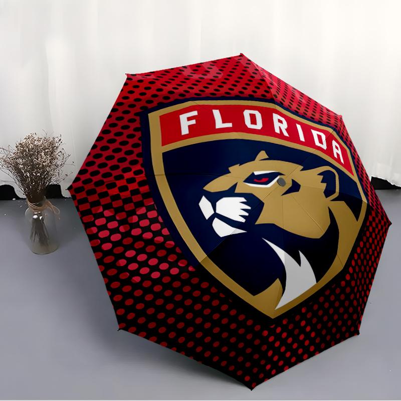 Florida Panthers Fashionable Automatic Opening/Closing Folding Umbrella. Portable and Foldable, Ideal for Gift, Travel, and Daily Use.