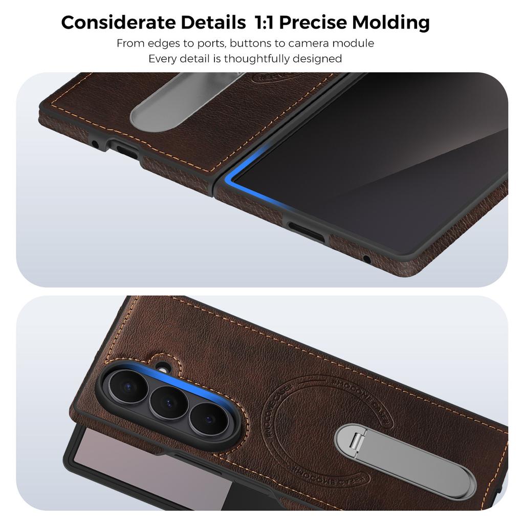 For Samsung Galaxy Z Fold 7 3 4 5 6 Z FliP 3 4 5 6 7 Folding Leather Phone Case 360 Rotating Stand Magnetic Magsafe Charging Stitching Leather Cover