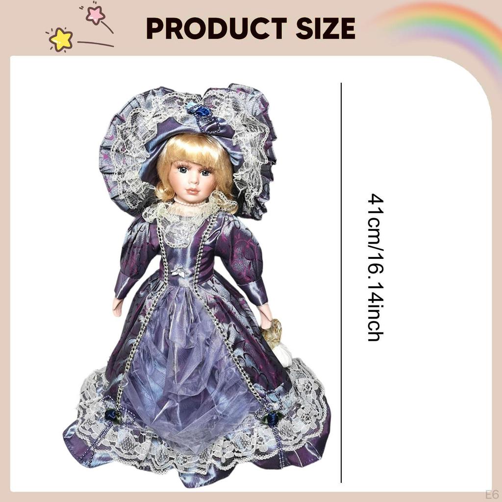 16.14 Inch Tall Porcelain Doll Collector's Figurine – Charming, Old-fashioned Ceramic