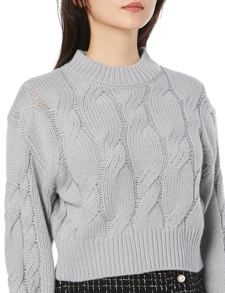 Laisse Passe Cable Knit Pullover Sweater in Powder Blue Women's