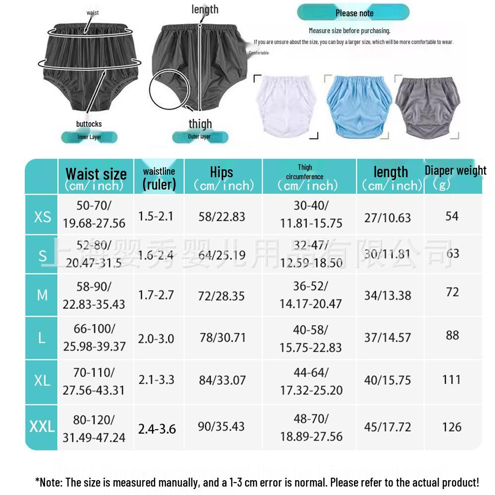 Washable, Leak-Proof Adult Diaper Pants - Noiseless, Waterproof Underwear for Elderly Care