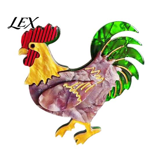 Cute Farm Brooch Chicken Rooster Pin, Acrylic Lightweight Farm-themed Jewelry Animal Jewelry, for Backpacks Hats Jackets Thanksgiving Funny Accessory